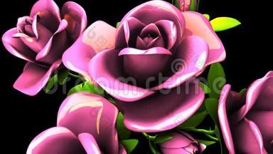 黑色背景上的<strong>粉色玫瑰</strong>花束